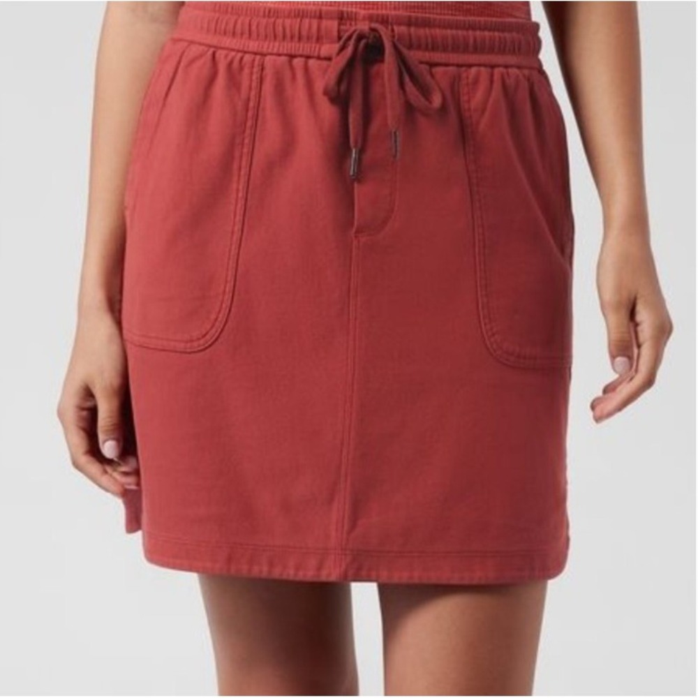 Athleta Farallon Skirt Size XXS Red Mini Cotton Blend Drawstring Pockets Utility